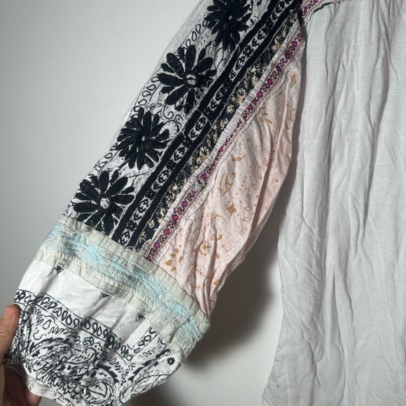 Free People Women's Floral Print Top - Black and White - Picture 4 of 7